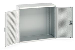 Bott Cubio 650mm deep perfo door carcase or housing with perfo doors. Extra strong storage cupboards for laboratories test areas and manufacturing environments. Ideal for top end professional garages and workshops.